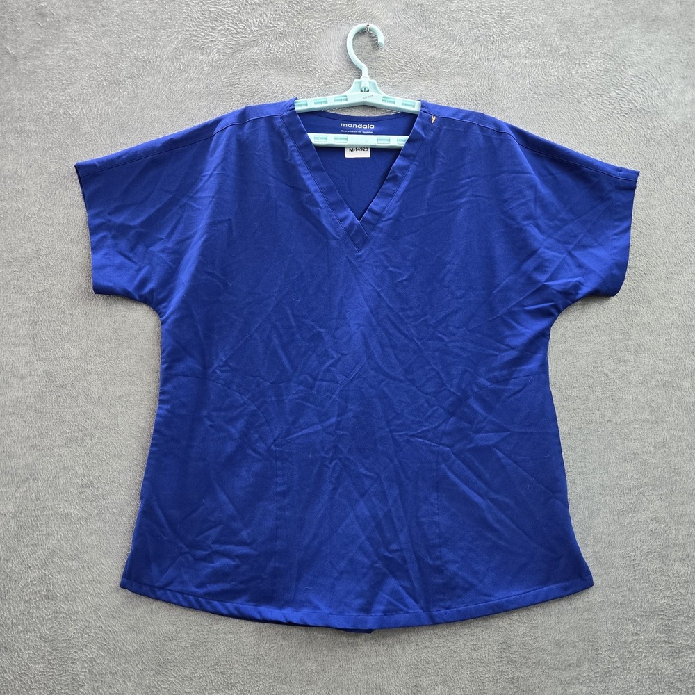 Mandala Women Scrub Top XL Blue Equa-Tek PO32-S Short Sleeve